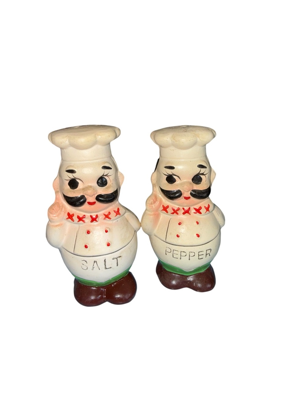 Vintage Chef Salt and Pepper Shaker Set - Cream and Brown